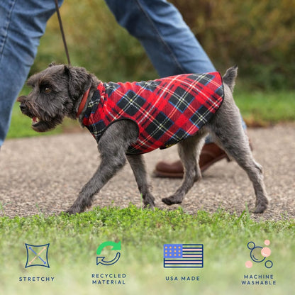 Gold Paw Stretch Fleece Dog Sweater, Gold Buffalo Check, Size 10 - view 3