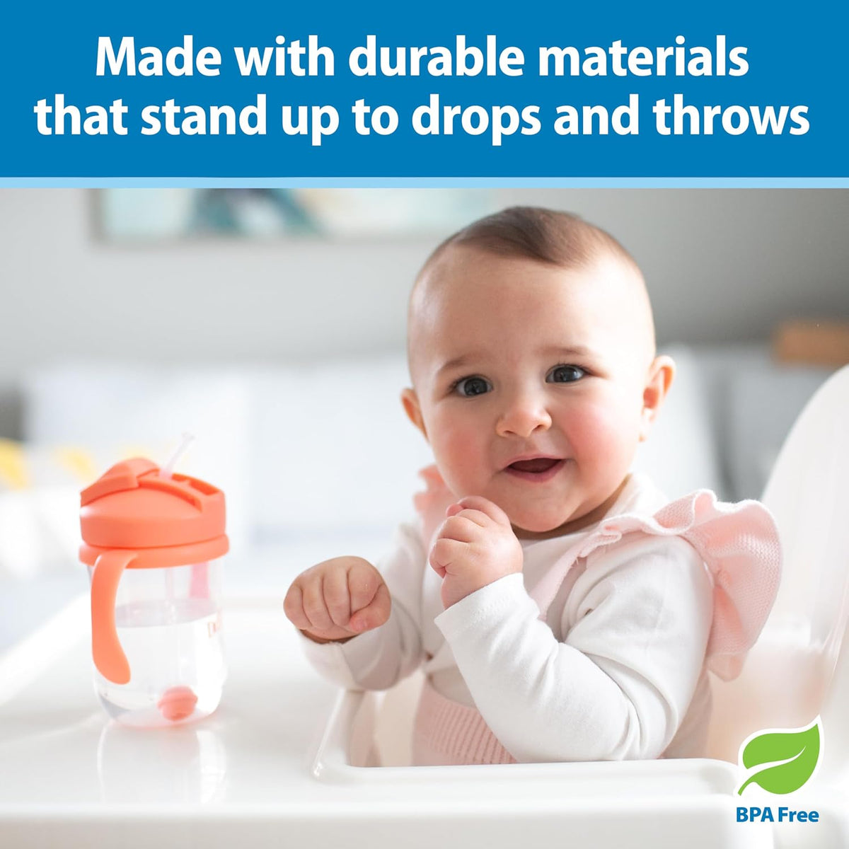 Dr. Brown's Baby's First Straw Cup - Coral, 9 oz (270 ml), 6 Months+ - view 5