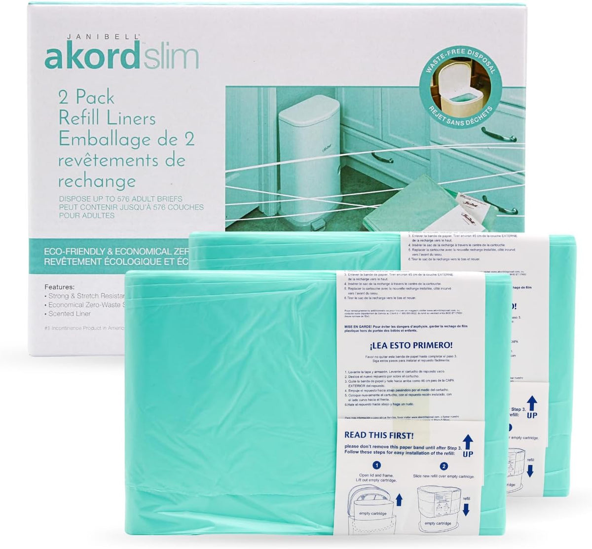 Janibell Akord Slim Adult Nappy Pail Refill Liners, 2 Count - view 2
