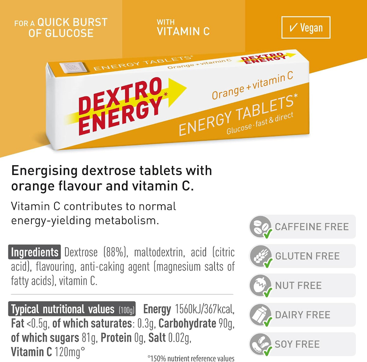 Dextro Energy Orange Glucose Tablets, 14 Count, Pack of 24 - view 6