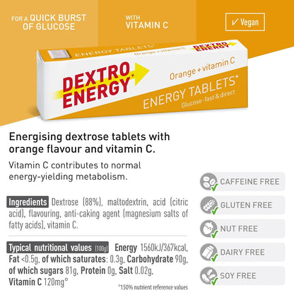 Dextro Energy Orange Glucose Tablets, 14 Count, Pack of 24 - view 6