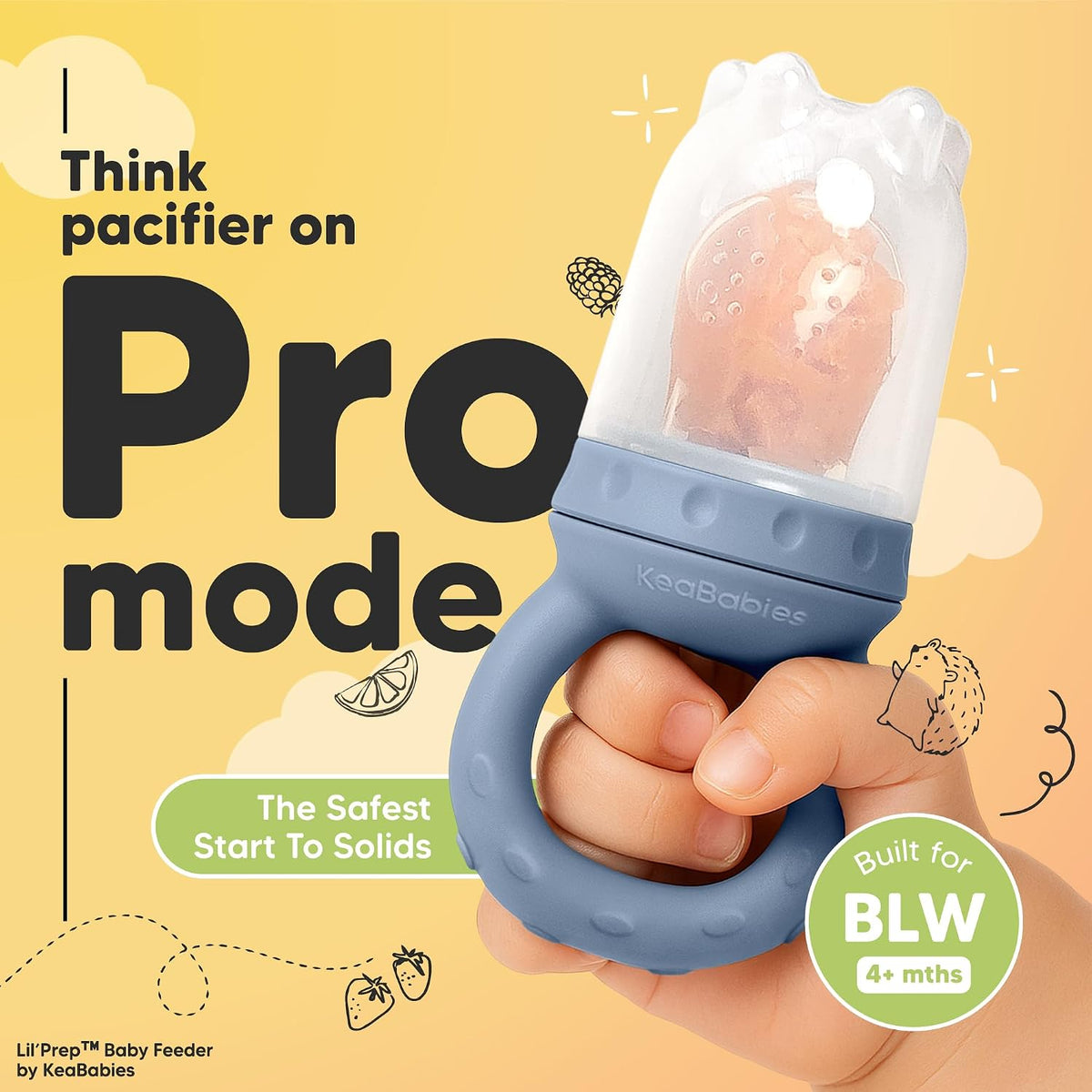 KeaBabies Baby Fruit Feeder, Silicone, Slate, Pack of 2 — alternate product view