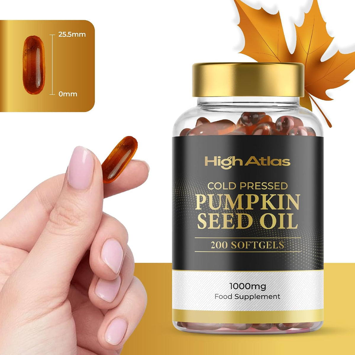 HighAtlas Pumpkin Seed Oil Softgels 200 Count (3000 mg Per Serving) - view 6