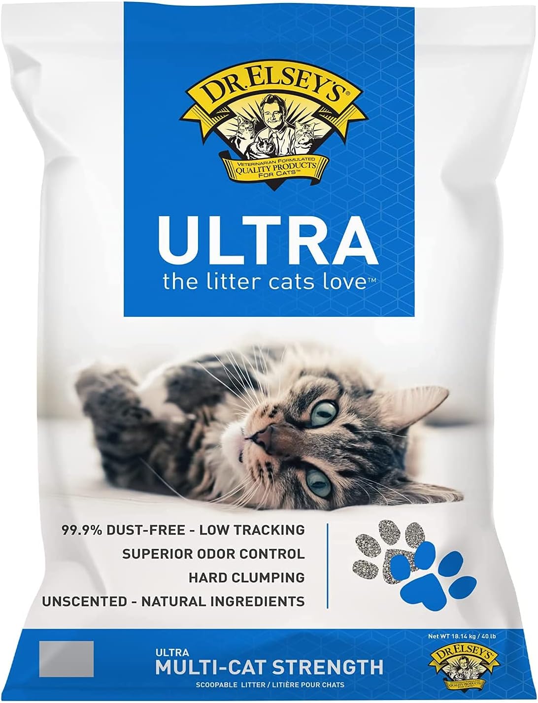 Dr. Elsey's Ultra Unscented Clumping Clay Cat Litter, 40 lb