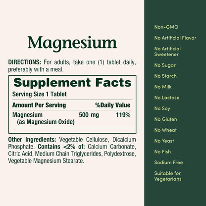 Nature's Bounty Magnesium 500 mg Tablets - view 5