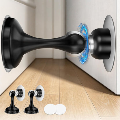 Crosize Magnetic Door Stoppers, 2 Pack, Black Stainless Steel