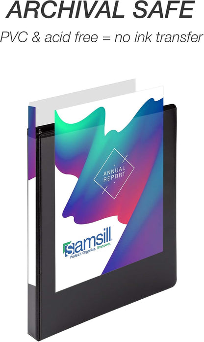 Samsill Durable 0.5 Inch Round Ring View Binders, Black, Pack of 8 - view 6