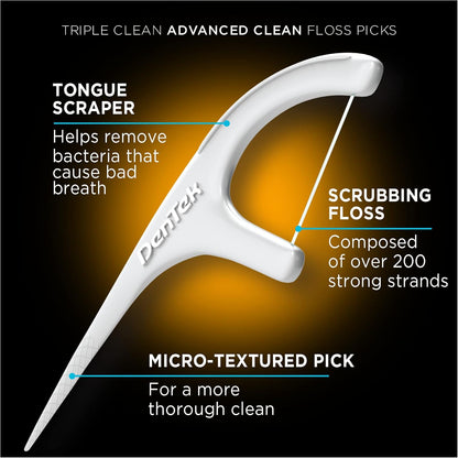 DenTek Triple Clean Advanced Clean Floss Picks, 75 Count, Pack of 3 - view 3
