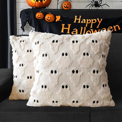 4TH Emotion Halloween Ghost Cushion Covers, 18 x 18 Inch, Set of 2, Beige