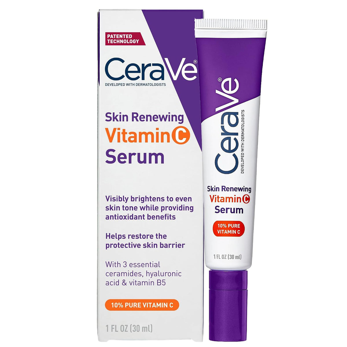 CeraVe Skin Brightening Vitamin C Serum with Hyaluronic Acid, 1 fl oz (30 ml) — product view