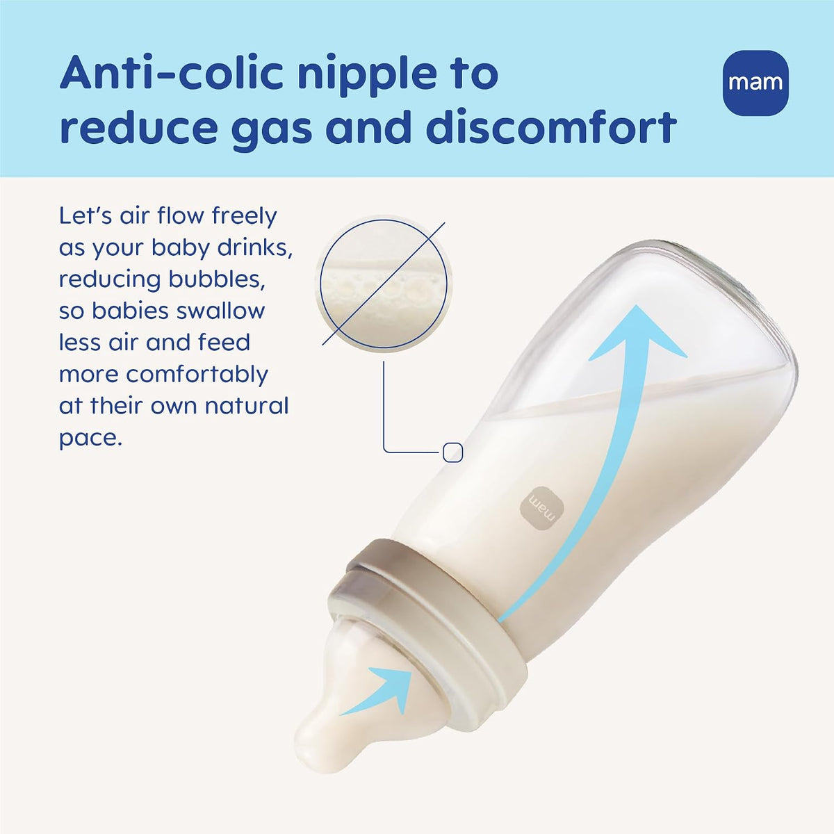 MAM Feel Good Pure Glass Anti-Colic Baby Bottles 6 oz (180 ml), 3 Pack - view 4