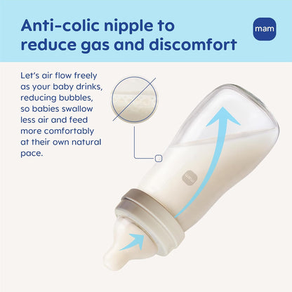 MAM Feel Good Pure Glass Anti-Colic Baby Bottles 6 oz (180 ml), 3 Pack - view 4