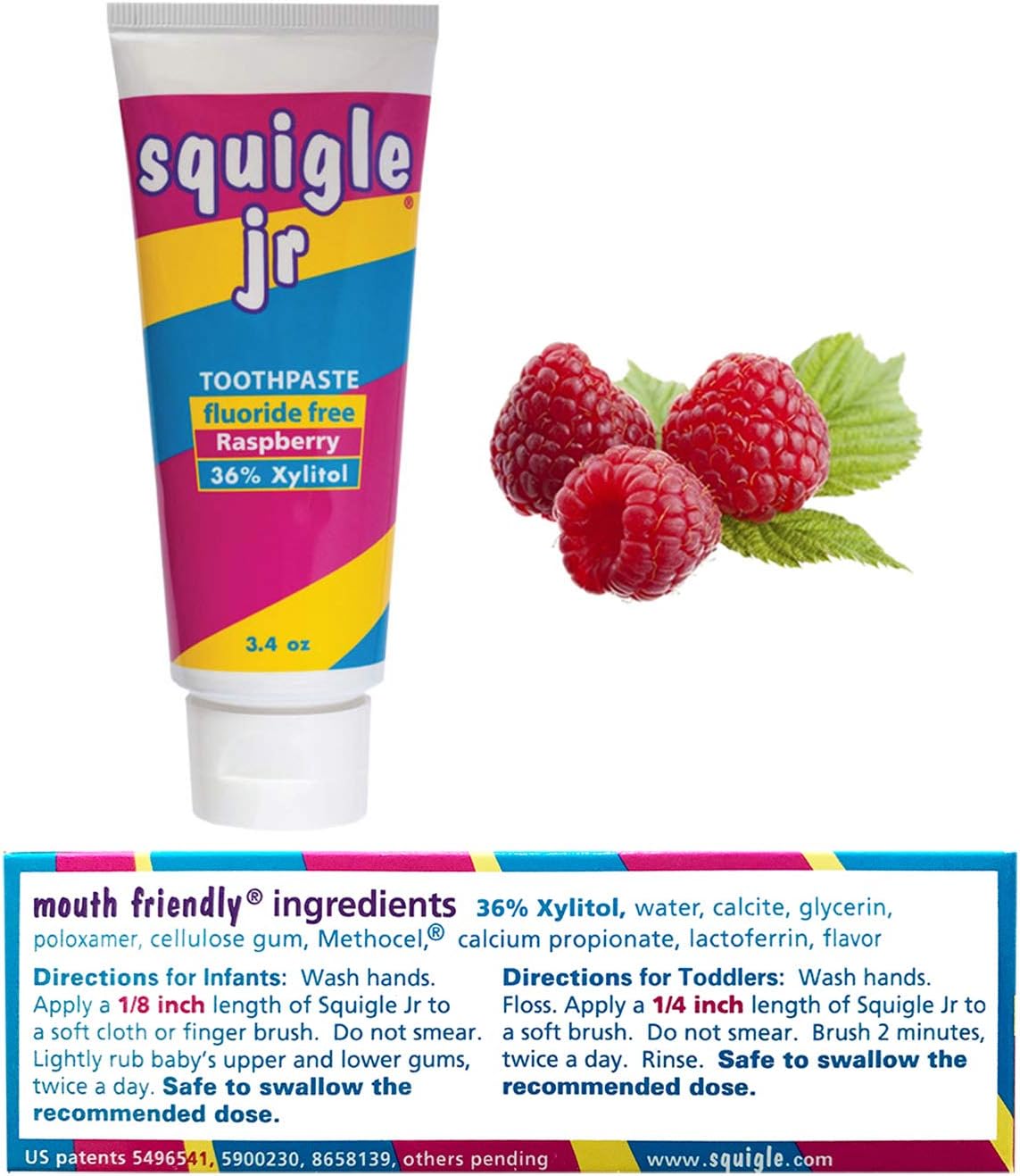 Squigle Jr Kids Fluoride-Free Xylitol Toothpaste Raspberry - view 4