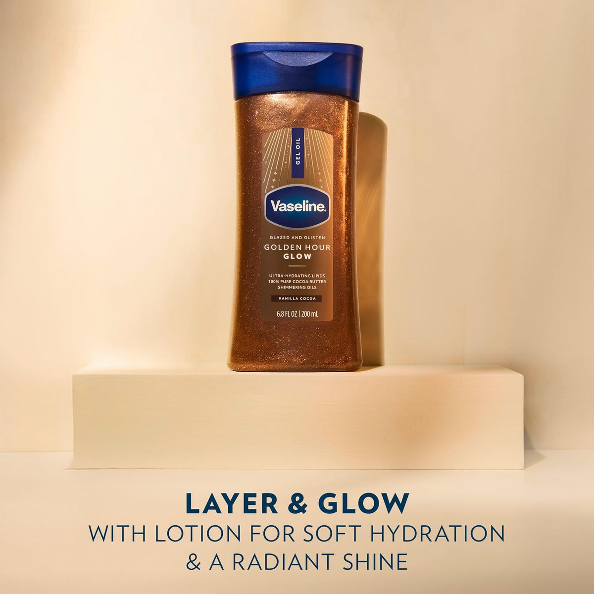 Vaseline Glazed & Glisten Golden Hour Shimmering Body Gel Oil, 6.8 oz - view 4