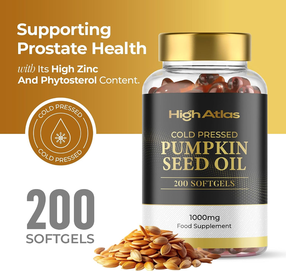 HighAtlas Pumpkin Seed Oil Softgels 200 Count (3000 mg Per Serving) - view 4