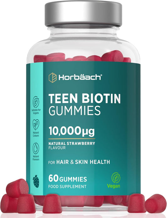 Horbaach Biotin Gummies for Teens 10,000mcg - Strawberry