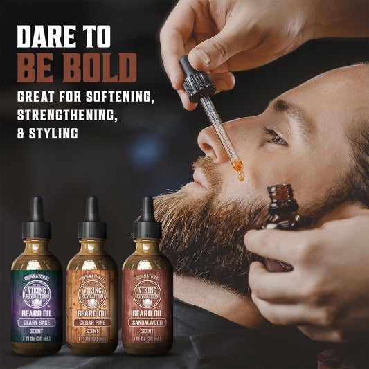 Viking Revolution Beard Oil Variety Set, 3 x 1 fl oz (30 ml) - view 2