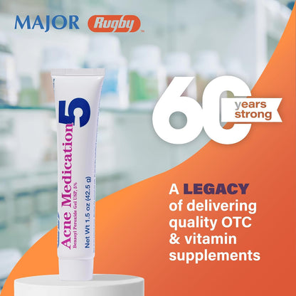 Rugby Acne Gel 5% Benzoyl Peroxide 42.5 g