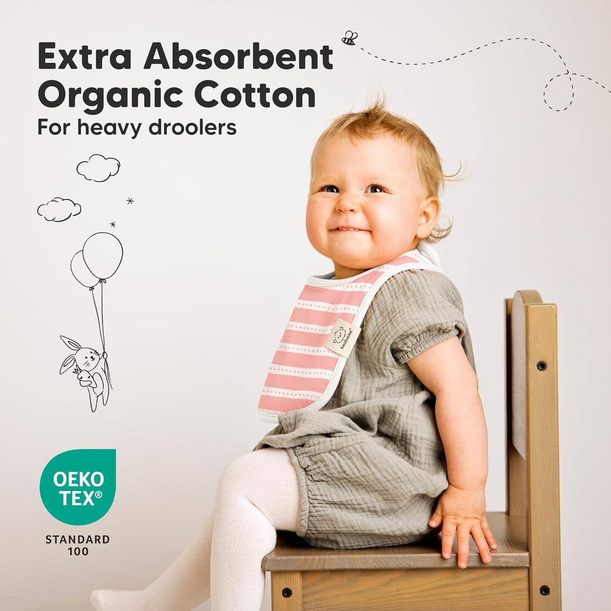 KeaBabies Organic Cotton Baby Bibs, 8 Pack, Sweet Charm - view 5