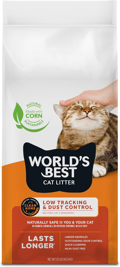 World's Best Cat Litter Low Tracking & Dust Control Unscented, 32 lb