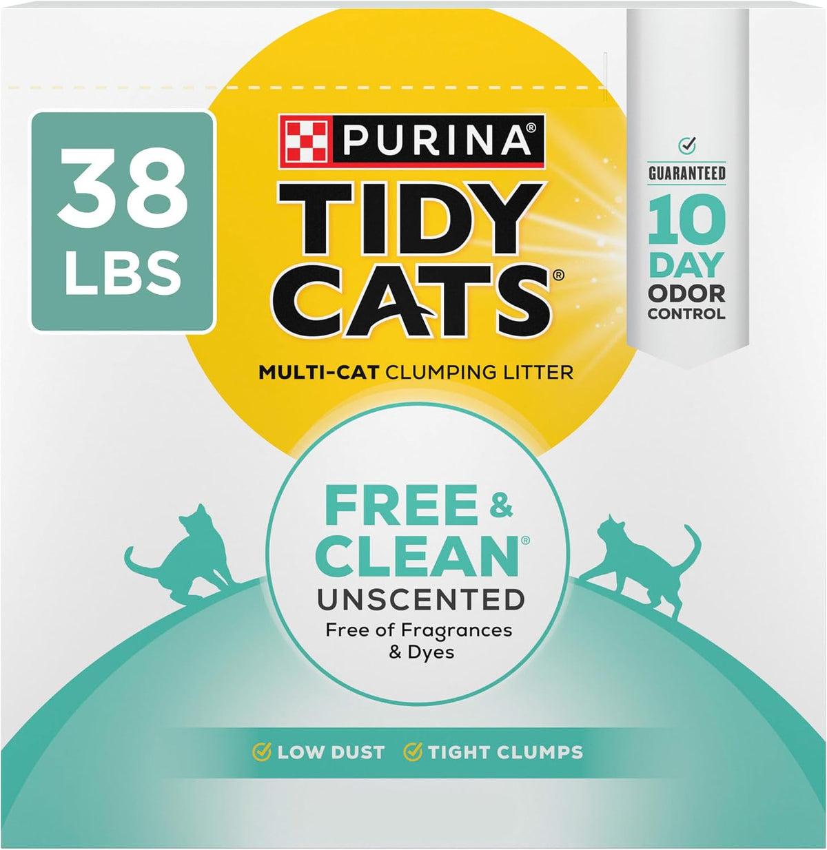 Purina Tidy Cats Free and Clean Unscented Clumping Cat Litter, 17.2 kg (38 lb) Box — product view