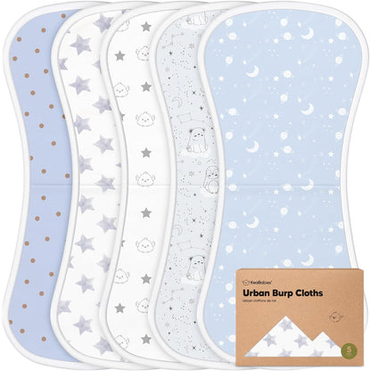 KeaBabies Organic Cotton Burp Cloths, Pack of 5, Constellation