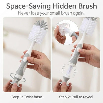 Ariseno 7-in-1 Baby Bottle Cleaning Brush Set, Grey - view 4