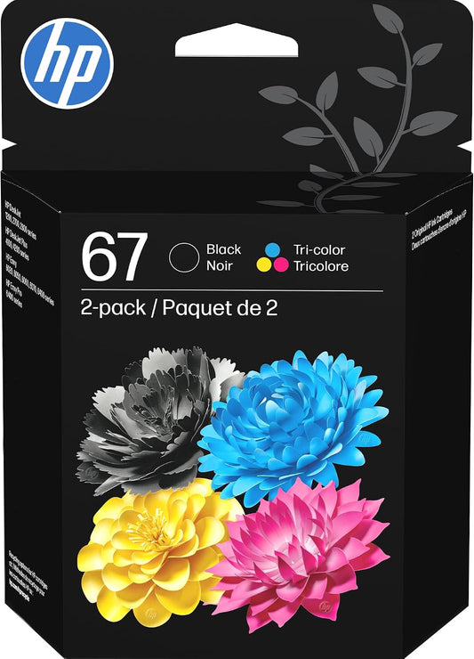 HP 67 Black and Tri-Colour Original Ink Cartridges, 2-Pack (3YP29AN)