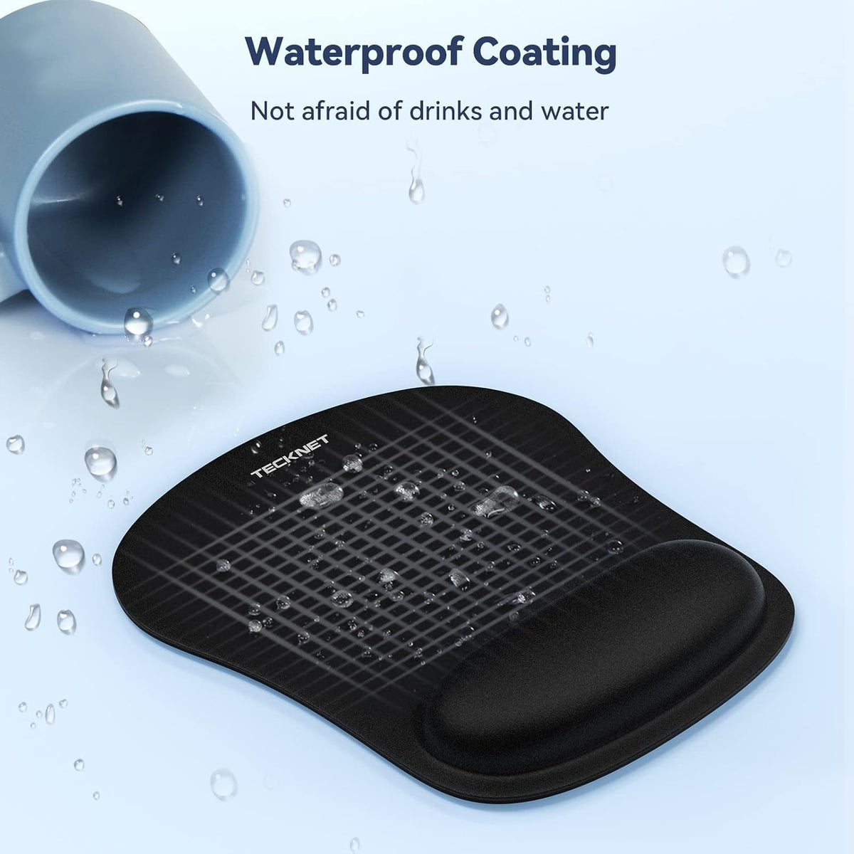 TECKNET Ergonomic Mouse Pad with Wrist Support, Black - view 5