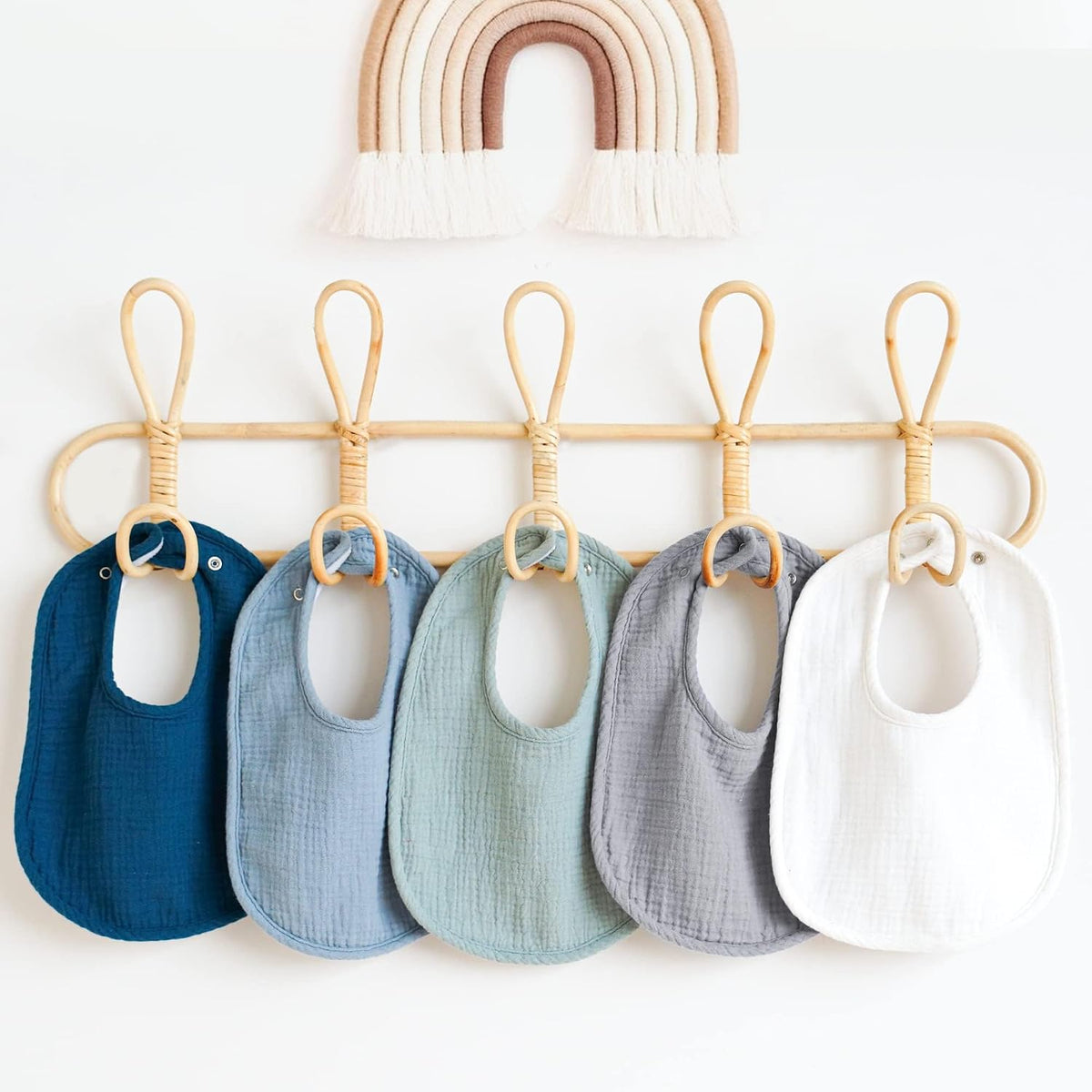 Konssy Muslin Baby Bibs, 8 Pack, Adjustable Fit - view 6