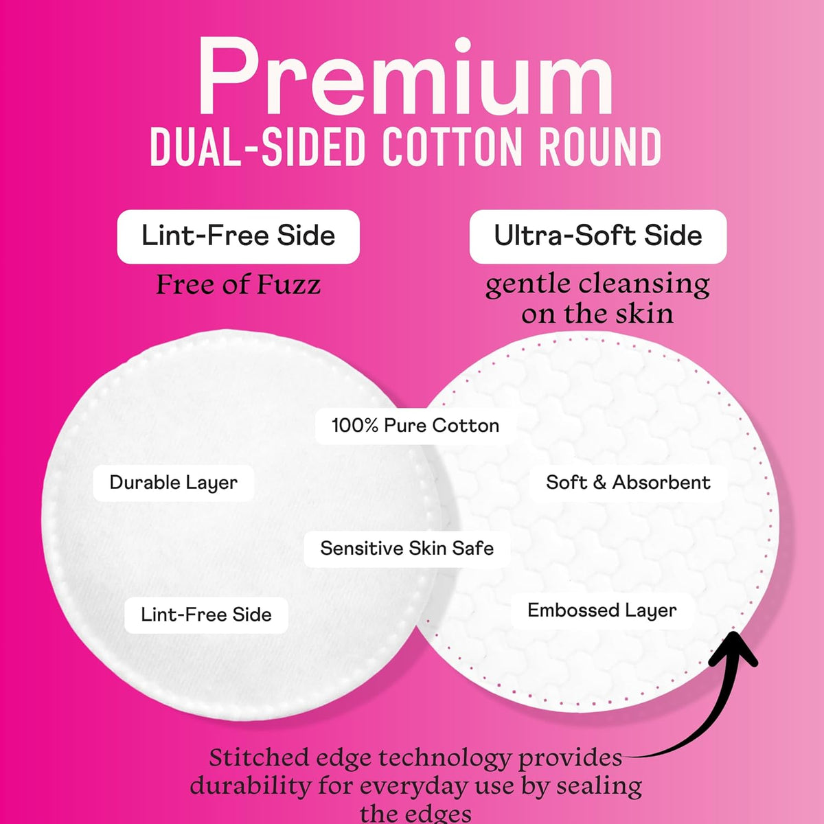 Swisspers Premium Dual-Sided Cotton Rounds, 100 Count, Pack of 3 - view 5