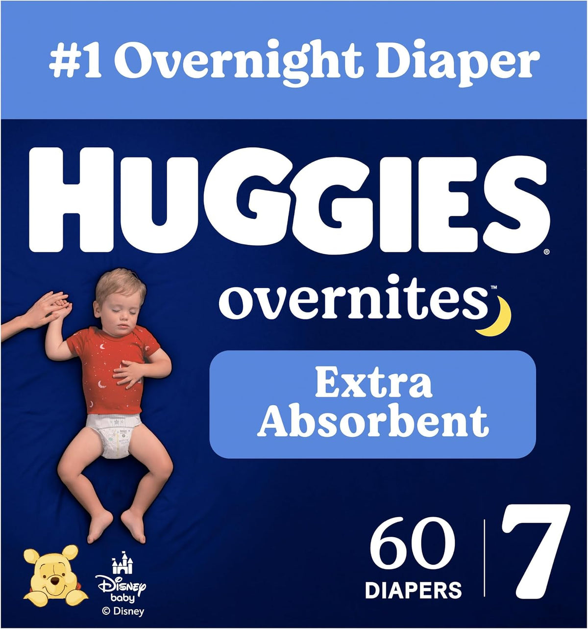 Huggies Overnites Nappies, Size 7 (41+ lbs), 60 Count — product view