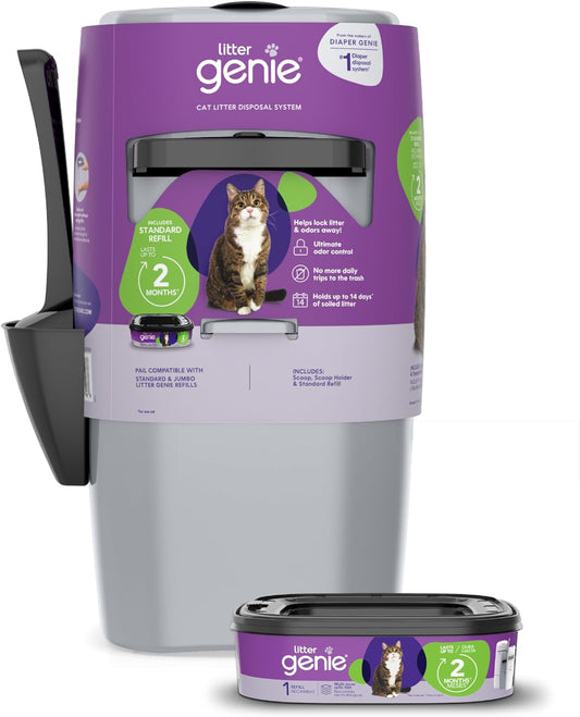Litter Genie Standard Cat Litter Disposal Pail with Standard Refill