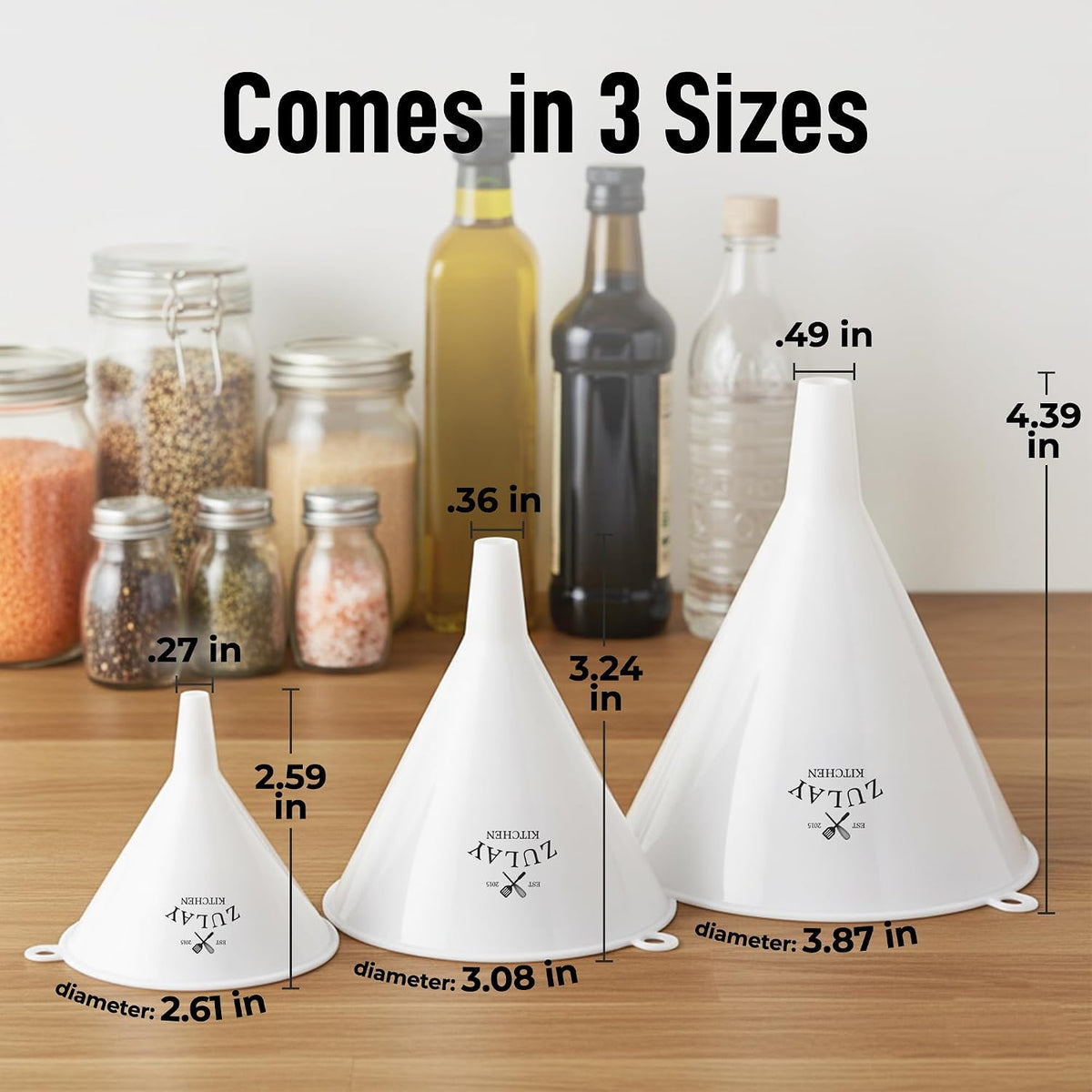Zulay Kitchen 3-Piece Plastic Funnel Set - view 3