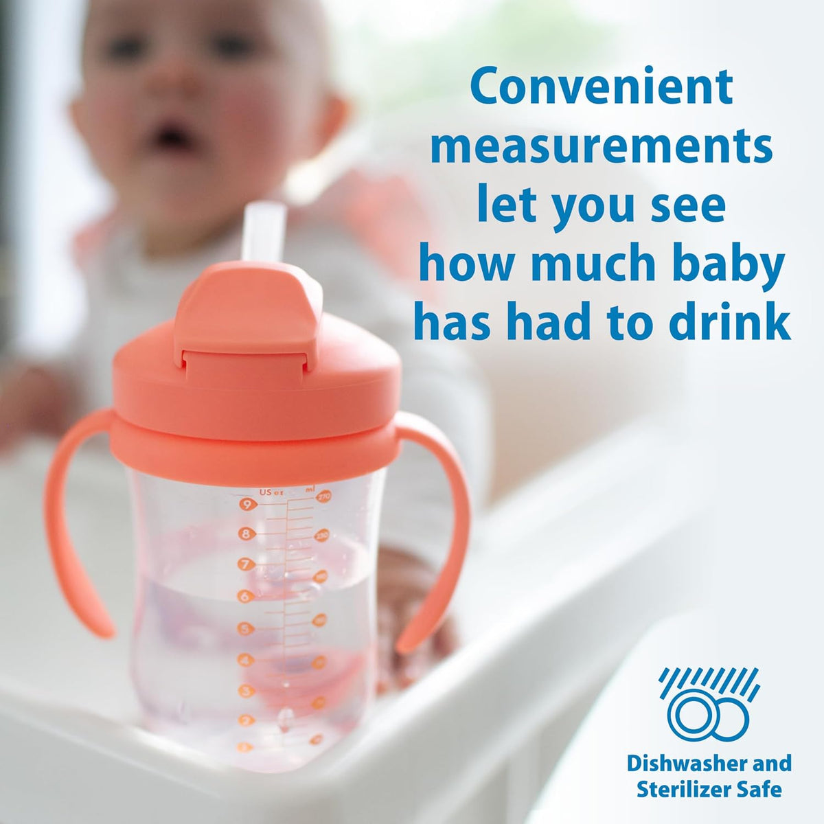 Dr. Brown's Baby's First Straw Cup - Coral, 9 oz (270 ml), 6 Months+ - view 6