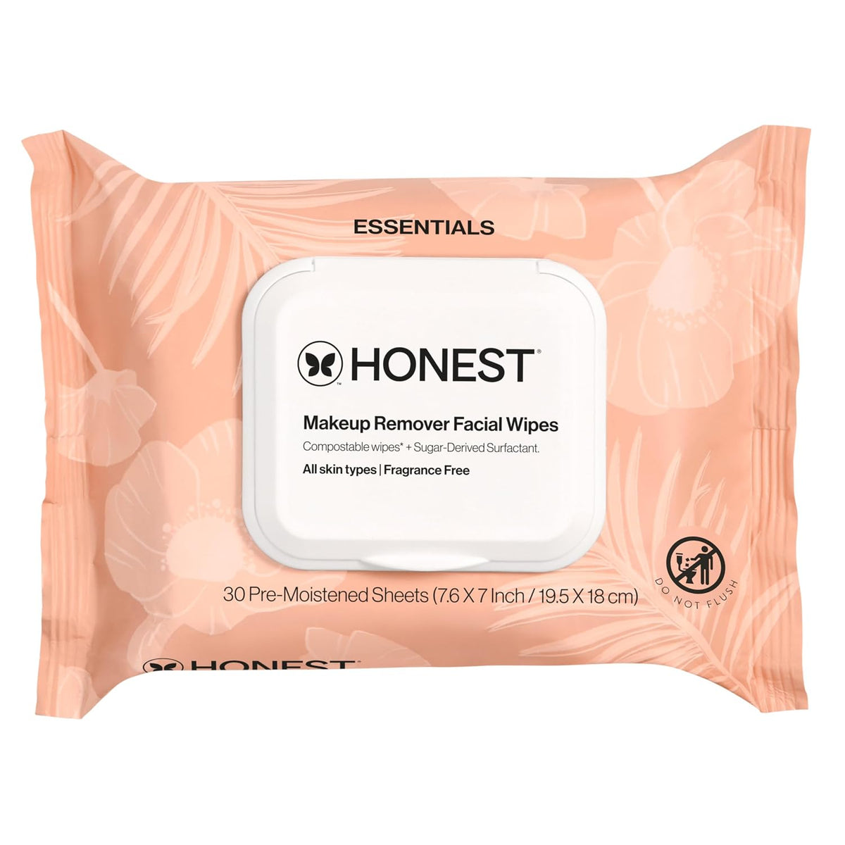 Honest Beauty Fragrance-Free Cleansing Makeup Remover Wipes, 30 Count — product view