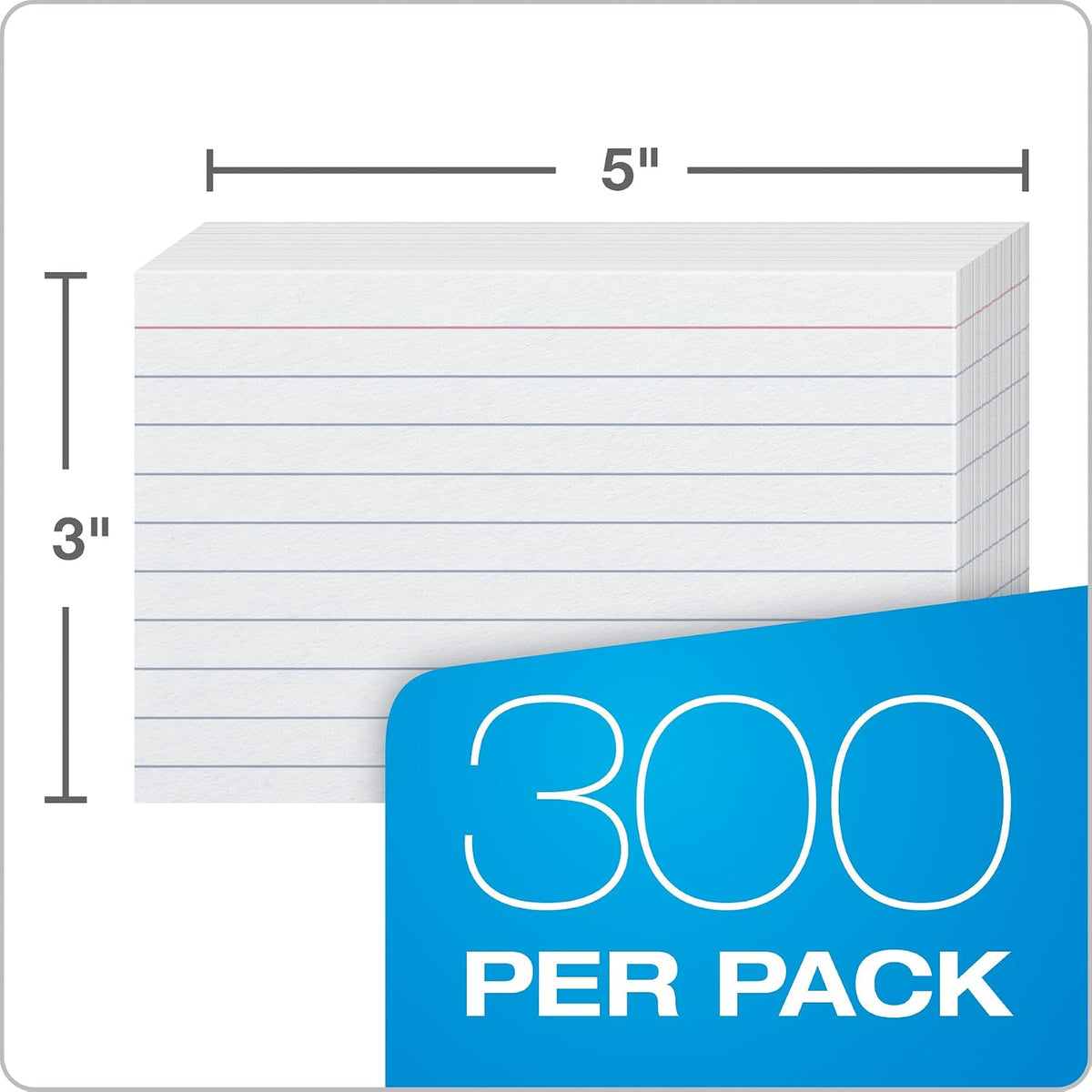 Oxford Ruled Index Cards, 3 x 5 Inches, White, 300 Per Pack — alternate product view