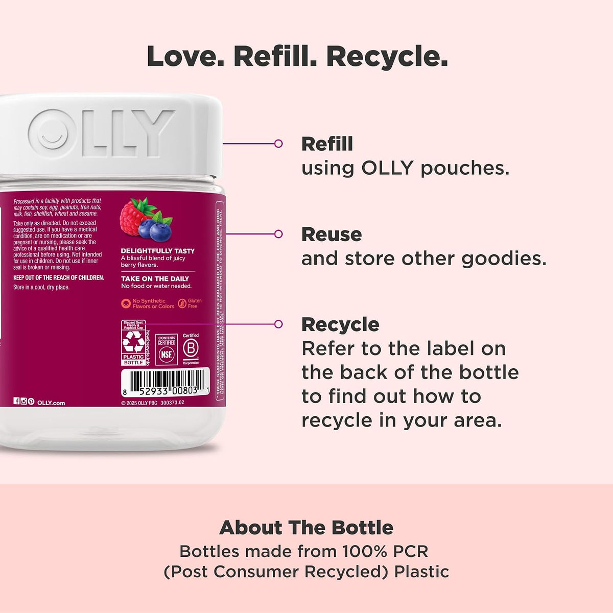 OLLY Women's Multivitamin Gummies with Biotin, Blissful Berry, 130 Count - view 4