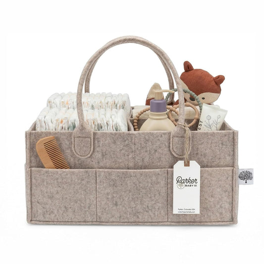 Parker Baby Co. Felt Nappy Caddy Organiser, Large, Oatmeal