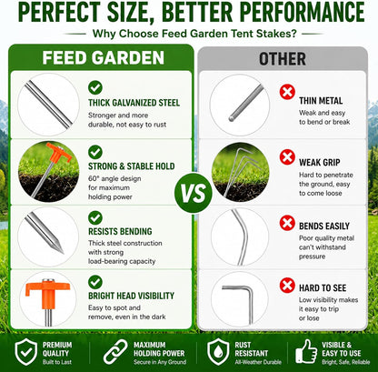 Feed Garden 7 Inch Galvanised Steel Tent Stakes, Pack of 10 - view 5