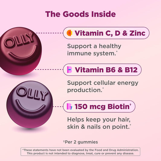 OLLY Women's Multivitamin Gummies with Biotin, Blissful Berry, 130 Count - view 2