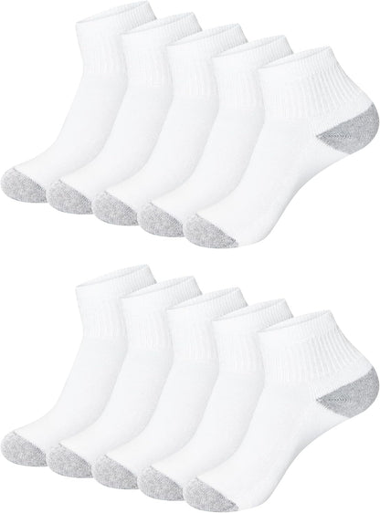Hanes Women’s Value Ankle Soft Moisture-Wicking Socks, 10 Pack, White, 5-9 US