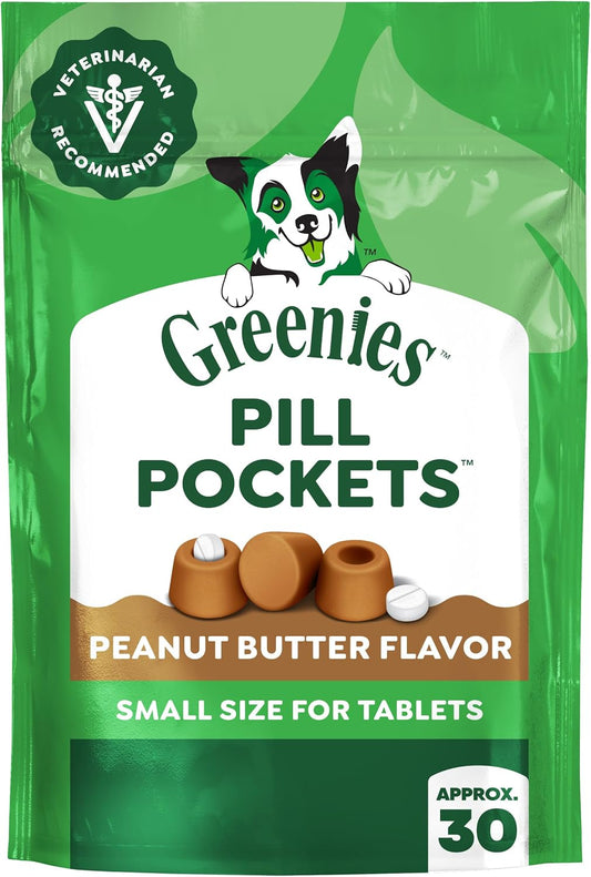 Greenies Pill Pockets for Dogs - Peanut Butter, Tablet Size, 3.2 oz, 30 Treats