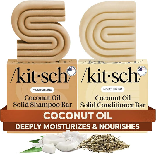 Kitsch Coconut Oil Shampoo and Conditioner Bar Set, 2 Pieces