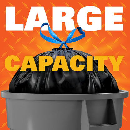 Hefty Strong 30 Gallon Black Bin Bags, Drawstring, Unscented, 56 Count - view 6