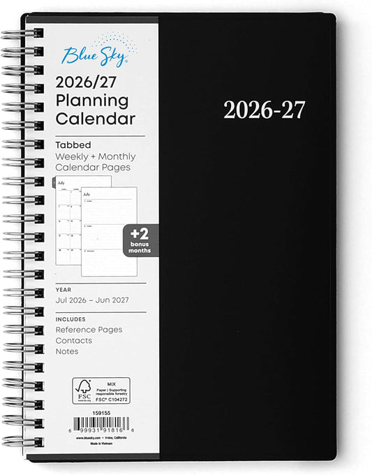 Blue Sky 2026-2027 Weekly and Monthly Academic Planner, 5 x 8 in