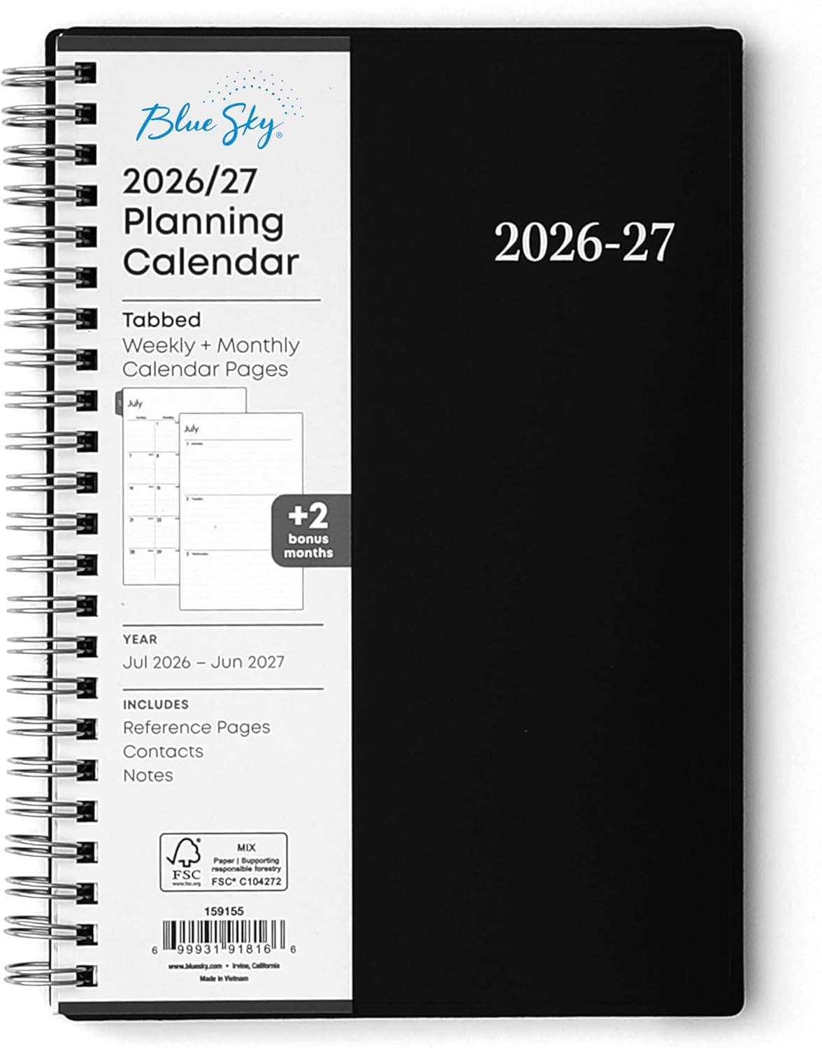 Blue Sky 2026-2027 Weekly and Monthly Academic Planner, 5 x 8 Inch — product view