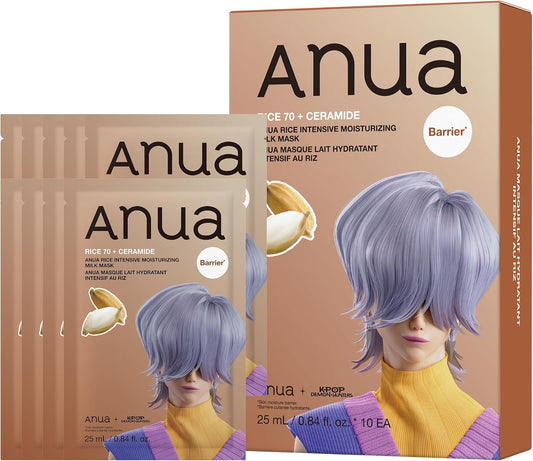 Anua Rice 70 Intensive Moisturising Milk Mask, 10 Sheets