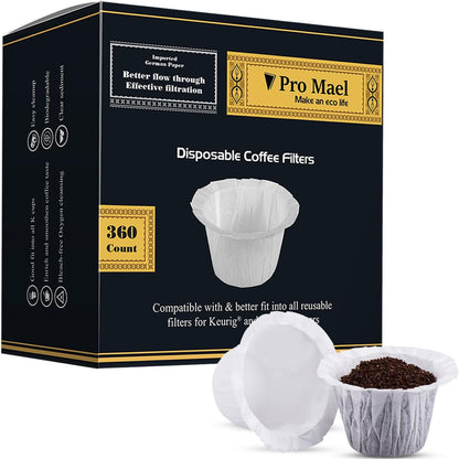 Pro Mael Disposable K Cup Paper Filters for Keurig 1.0 and 2.0, 360 Count