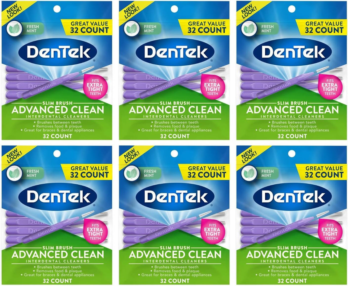 DenTek Advanced Clean Slim Brush Interdental Cleaners, 32 Count, Pack of 6 — product view